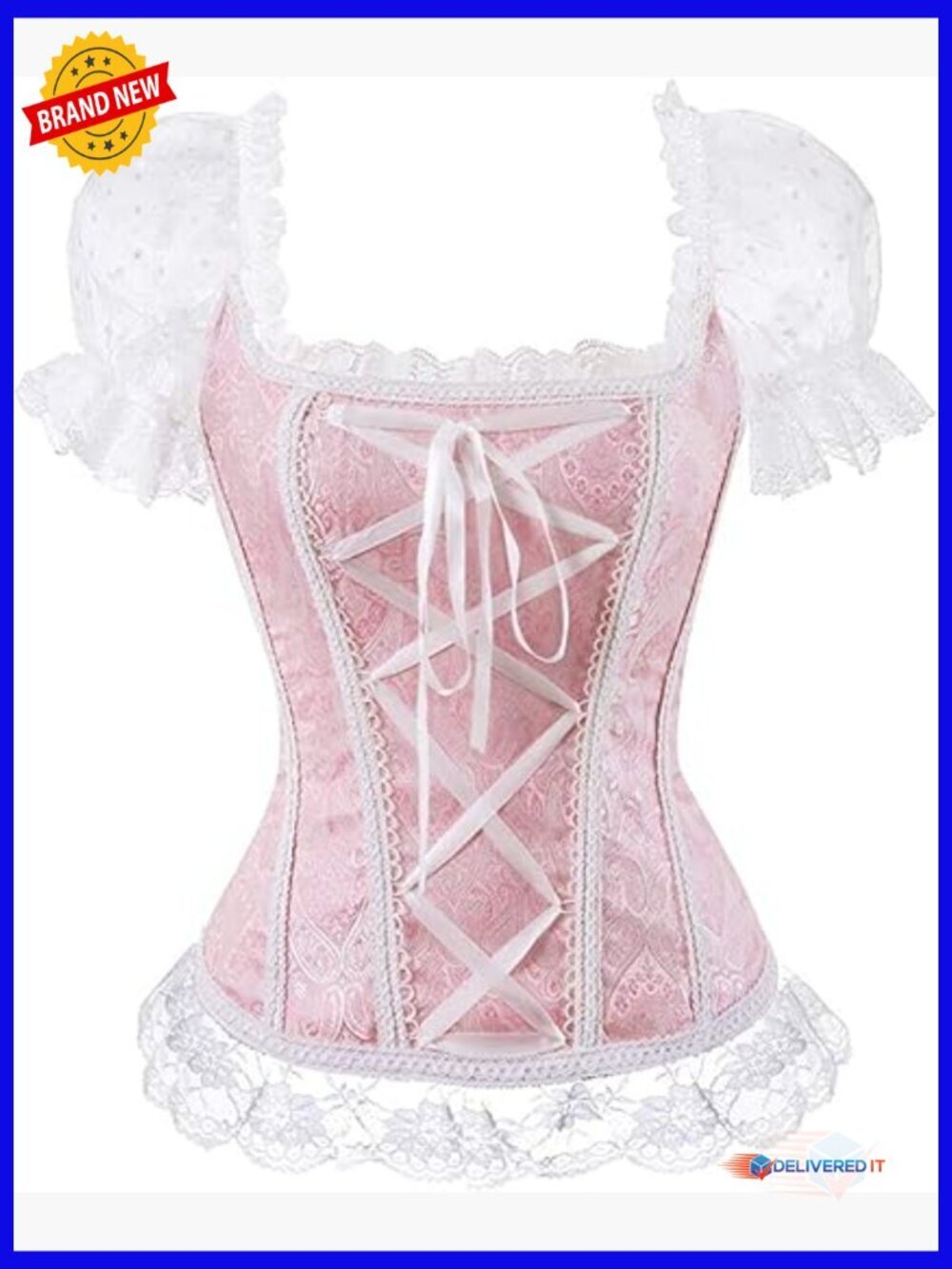 Renaissance Princess Overbust Corset Bustier Top with Lace